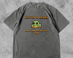 Sad Frog T-Shirt: Life is a Beach, Funny Unisex Tee L