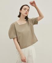 A Leaf Square Neck Balloon Blouse_Beige