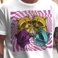 Crazy Raccoons Coffee T-shirt | Trippy Animal Meme Tee | Cute Raccoon Iced Coffee Graphic | Coffee Lover Gift Unisex XS to 5XL 3XL