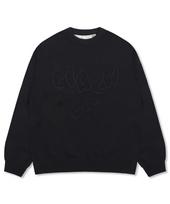 Gluck Gnt070 Vhs Line Embroidery Crew Neck Knit (Black) Black/M