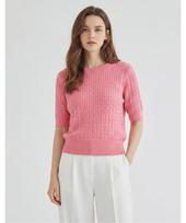 Misens Cable Knit Short Sleeve Knit_Mb35Kns311Z Navy(Na)/F(Free)