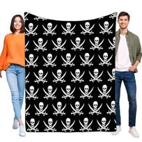 Pirate Skull and Crossbones Blanket Cozy Soft Throw for Sofa Bed Lightweight Warm Gift for Kids and Adults Perfect for Home Deco Size: 75*100cm, Weight: 230 GSM