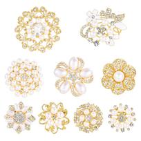 Weiman 9 Pcs/set Gold Series Flower Pearl Brooches Luxury Women Fashion Rhinestone Crystal Alloy Customize Designer Brooch Pins KZ063 auksas