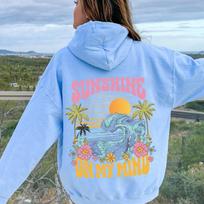 Beach Sunshine on my Mind Hoodie Sunset Oversize Hooded Swea S šviesiai mėlyna spalva