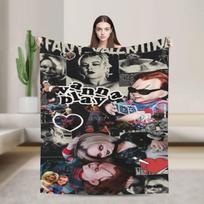 Terrifier  Wanna Play Super Soft Throw Blanket, Horro Theme Lightweight Flannel Blanket For Living Room, Naps, Dorm, All Season Size: 75*100cm, Weight: 230 GSM