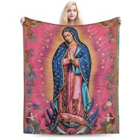 Our Lady of Guadalupe Soft Warm Blanket Boy Girl Plush Bedding Throws Funny Couch Chair Flannel Bedspread Sofa Bed Cover Size: 75*100cm, Weight: 230 GSM