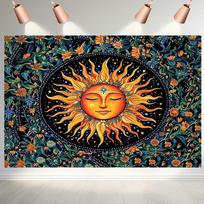 1pc Bohemian Sunflower Tapestry Backdrop 100 Polyester Versatile Size Options No Electricity Needed Ideal for Wedding  Gen 100X70CM