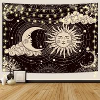 1pc The Sun And The Moon Design Backdrop Tapestry Suitable For Bedroom Home And Party Decor Mysterious Black Nebula Aesthetics 100X70CM