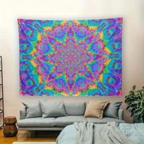 Psychedelic Mandala Tapestry, Colorful Trippy Boho Print Wall Hanging for Bedroom Dorm Living Room Decor 100X70CM