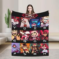 Warm Soft BlanketKids Adult Airplane Travel Vox Alastor Hazbin Hotels Throw Blanket Flannel Bedspread For Couch Sofa Bed Cover Size: 75*100cm, Weight: 230 GSM