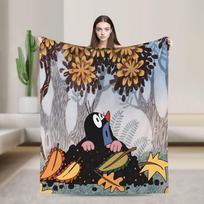 Soft Throw Blanket Camping Czech Cartoon Krtek Mole Blanket Flannel Bedspread For Bedroom Trend Sofa Bed Cover Size: 75*100cm, Weight: 230 GSM