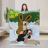 Czech Cartoon Krtek Mole Soft Comfy Blankets Fashion Picnic Throw Blanket Home Decor Flannel Bedspread Sofa Bed Cover Size: 75*100cm, Weight: 230 GSM