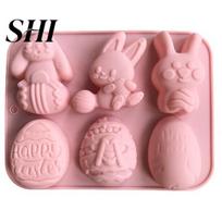 Pastry Mold Fondant Cute Cartoon Shape Easy Demoulding Non-stick Heat-resistant Food Grade Cookie DIY Making Reusable Animal Easter Egg Basket C