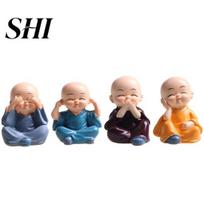Durable Monk Ornament 4Pcs Little No Listen See Speak Move Resin Craft Car Dashboard Decoration Desktop Figure Figurine Statue Office Fade-resistant 4pcs