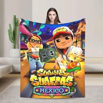 Subway Surfers vaizdo žaidimo pledas Daugia dydžių Šilti Jaukūs Purūs Mesti pledai Sofai, Foteliui ir Lovai 75X95CM