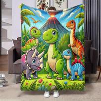 Tropical Jungle Erupting Volcano Flannel Printed Blanket Suitable for All Seasons Suitable for Living Room Office Sofa Travel 75X95CM