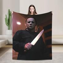 Michael Myers Helovinas Pledai Iškylos Flanelinis Mesti Pledas Ant Sofos Lovos Minkštas Individualios Kokybės Antklodė Gimtadienio Dovana 75X95CM