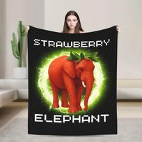 Strawberry Elephant Italian Brainrot Meme Plush Blanket for Boys Flannel Throw On Couch Bed Soft Warm Bedspread Design 75X95CM