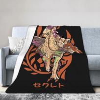 Monster Hunter Wilds Seikret Flannel Throw Blanket  Soft Gaming Couch Cover for Car Home Travel Lightweight Multifunctional Knit 75X95CM