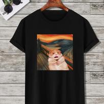 Unisexs Casual Tshirt with Cartoon Scream Mouse Print Short Sleeve Crew Neck Tee Summer S įvairiaspalvis