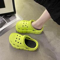 Green Platform Chunky Hole Clogs Slippers Summer Non Slip Closed Toe Outdoor Beach Garden Casual Walking Clogs Sandals Shoes 36-37 žalia