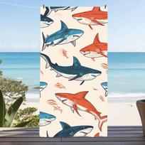 Great White Shark Microfiber Beach Towel Cute Pink Sharks Pattern Bath Blanket Funny Fish Bone Pool Towels For Travel 50x100cm