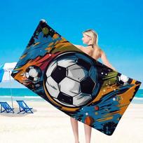 Vibrant Sporty Soccer Beach Towel Patterned Sunscreen And Windproof Suitable For Swimming Pool Camping Travel Blanket 35x75cm&1pc