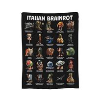 Italian Brain Rot Italian Brainrot Blankets Fleece Textile Decor Portable Lightweight Throw Blanket for Bedding Car Bedspread Size: 75*100cm, Weight: 230 GSM