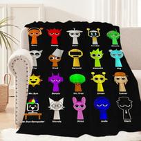 Sprunki Incredibox Game Blanket Plush Nap Sofa rug for Living Room Warm Office Bedroom Birthday Home Travel Kid Gifts Size: 75*100cm, Weight: 230 GSM