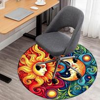 1pc Sun Moon Round Chair mat office Area Rug - Non-Slip, Floor Mat for Office, Bedroom, and Indoor Decor p127104 80cm by 80cm
