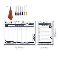 2pcs Magnetic Dry Erase Weekly Planner Message Whiteboard Calendar for Refrigerator To Do List Magnet Pad Kitchen Decor