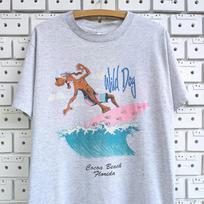 Vintage 90s Wild Dog Surfing T shirt Cocoa Beach Florida Funny Graphic Tourist Tee Size M S