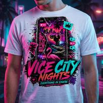 GTA 6 Shirt, Vice City Neon Collage Tee, 80s Synthwave Gamer Gift 4XL