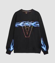 Vibrate Flame Line Sweat Shirt (Black) Black/M