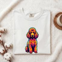Toy Poodle Shirt Dog Creature Gift Women Lively Art Tee Poodle T-Shirt Dog Fan Poodle Art Tshirt Beast Graphic Design Graphic Colorful Hair XL