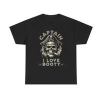 Captain Skull 'I Love Booty' Pirate Tee | Skull Captain Graphic T-Shirt 2XL