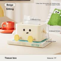 UFORU Lovely Creative Tissue Box Cream Wind Living Room Coffee Table Paper Box Built-In Spring Desktop Napkin Storage Box Sitting Position