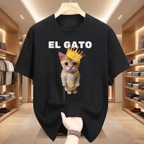 El Gato Is Calling Meme Sad Crying Cat Munchkin Kitty Meme T Shirt Fashion Short Sleeves Oversized T-shirt S