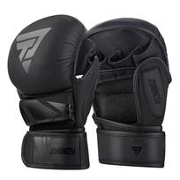 Professional MMA Glove Matt Black 7oz MMA Training Sparring Grappling Boxing Muay Thai Gloves S juoda