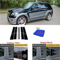 6 vnt. Anglies pluošto Automobilio Durų Langų Apdailos Stulpelių Apdailos Dangteliai Mercedes ML-klasei W166 2012-2015 Automobiliui Bright black