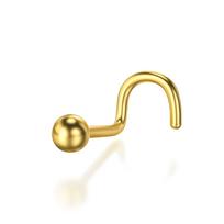 Solid 14k Gold Basic Ball Nose Ring Trendy Body Nose Piercing Jewelry for Women for Wedding or Gift auksas