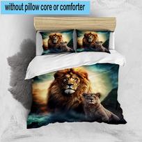 Lion Majesty In Fantasy 3pcs Bedding,Including 1pc Duvet Cover And 2pcs Pillowcases Perfect for Christmas,Ideal for Bedroom, Dormitory 135cm*200cm