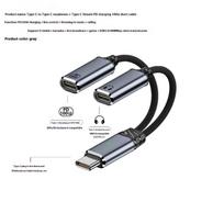 2 In 1 Usb C Splitter To Dual Type Usb C Headphone Jack Audio Adapter Pd 100W Fast Charger Cable 04