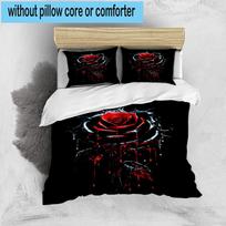 Gothic Rose Artwork 3pcs Bedding,Including 1pc Duvet Cover And 2pcs Pillowcases Perfect for Christmas,Ideal for Bedroom, Dormitory 135cm*200cm