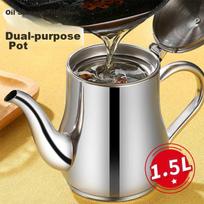 YOUAO Stainless Steel Oil Dispenser, Kitchen Seasoning Bottle with Filter for Oil And Sauce, Thickened with Filter Mesh, 1500ml