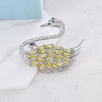 Weiman Factory Direct Sale High Quality 14K Real Gold Plated Goose Fine Brooch Pins Sparkly CZ Diamond Jewelry Weddings Gifts sidabras