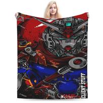 Soft Warm Blanket Kids Adult Airplane Travel Gundam Robot Anime Throw Blanket Flannel Bedspread For Home Decor Sofa Bed Cover Size: 75*100cm, Weight: 230 GSM