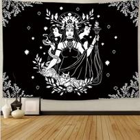 Goddess Hecate Tarot Divination Home Decor Witchcraft Tapestry Mandala Wall Decor Hippie Boho Moon Phase Tapestry Sofa Blanket 100X70CM