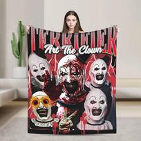 Terrifier 2 Horror Fuzzy Blanket Fashion Throw Blankets for Sofa Bedding Lounge 150*125cm Plush Thin Quilt Size: 75*100cm, Weight: 230 GSM
