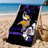 Minnesota Vikings Artwork Beach Towel, Quick-drying, Easy to Care for, Suitable for Both Fitness and Beach Vacations,Sports Essential 70cmx140cm(27x55inch)